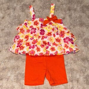 Healthtex Floral Top and Shorts Set - Pink and Orange